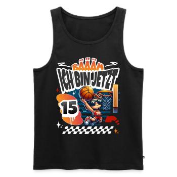 Basketball Bääm Ich Bin Jetzt 15. Geburtstag - Männer Premium Bio Tank Top - Schwarz - Vorne - AI Model Male 178 light (178cm)
