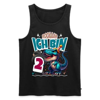 T Rex Dinosaurier 2. Geburtstag Kindergeburtstag - Männer Premium Bio Tank Top - Schwarz - Vorne - AI Model Male 178 light (178cm)