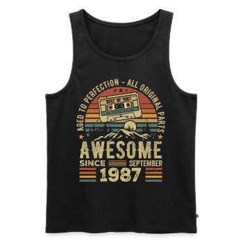 September 1987 Birthday Gift September 1987 - Men's Premium Organic Tank Top - black - Front - Michal (187cm)