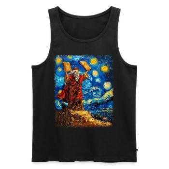 Moses Jewish Israel Christian Starry Night Painting - Men's Premium Organic Tank Top - black - Front - AI Model Male 178 light (178cm)