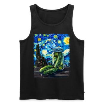 Gurke Gurke Dill Sternennacht Malerei - Männer Premium Bio Tank Top - Schwarz - Vorne - Michal (187cm)