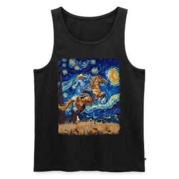 Rodeo Barrel Racer Barrel Racing Starry Night Gemä - Débardeur bio Premium Homme - noir - Devant - AI Model Male 178 light (178cm)