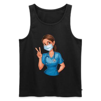 Lustige Krankenschwester mit Humor - Männer Premium Bio Tank Top - Schwarz - Vorne - Michal (187cm)