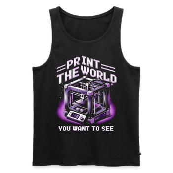 3D Druck Print The World You Want To See - Männer Premium Bio Tank Top - Schwarz - Vorne - AI Model Male 178 light (178cm)