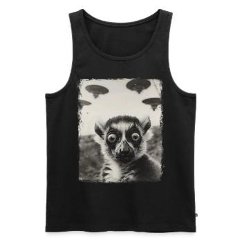 Lemur Ringtail UFO Alien Alien Selfie - Men's Premium Organic Tank Top - black - Front - Michal (187cm)