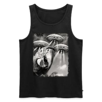 Macaw Parrot Bird UFO Alien Alien Selfie - Men's Premium Organic Tank Top - black - Front - Michal (187cm)