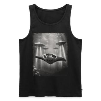 Mantarochen Stachelrochen UFO Alien Außerirdischer - Männer Premium Bio Tank Top - Schwarz - Vorne - AI Model Male 178 light (178cm)
