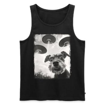 Miniature Schnauzer Dog UFO Alien Alien Selfi - Men's Premium Organic Tank Top - black - Front - Michal (187cm)