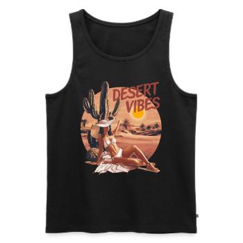 Sonnenuntergang Desert Vibes Urlaub Abenteuer - Männer Premium Bio Tank Top - Schwarz - Vorne - Michal (187cm)