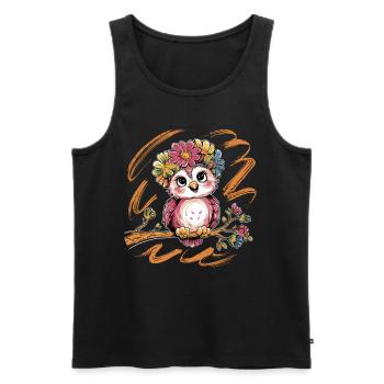 Niedliche Eule Vogel Federn Blumen für einen - Männer Premium Bio Tank Top - Schwarz - Vorne - Michal (187cm)
