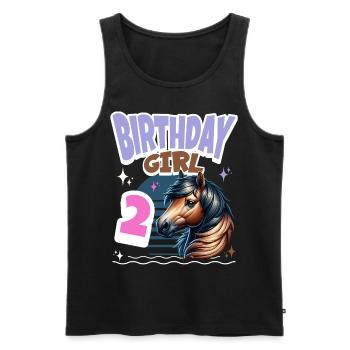 Cheval 2ème Anniversaire Fille Enfants - Débardeur bio Premium Homme - noir - Devant - AI Model Male 178 light (178cm)