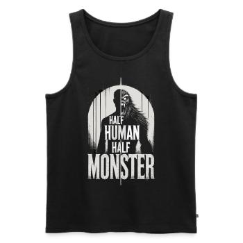 Demi-humain mi-monstre - T-shirt loup-garou monstre - Débardeur bio Premium Homme - noir - Devant - Michal (187cm)