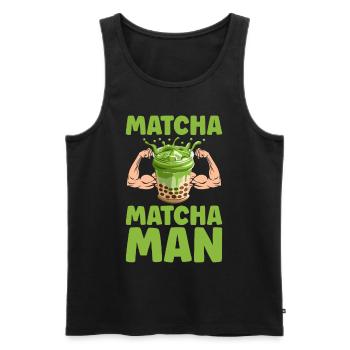 Japanese Matcha Tea Green Tea Matcha Latte - Men's Premium Organic Tank Top - black - Front - AI Model Male 178 light (178cm)