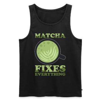 Japanese Matcha Tea Green Tea Matcha Latte - Men's Premium Organic Tank Top - black - Front - AI Model Male 178 light (178cm)