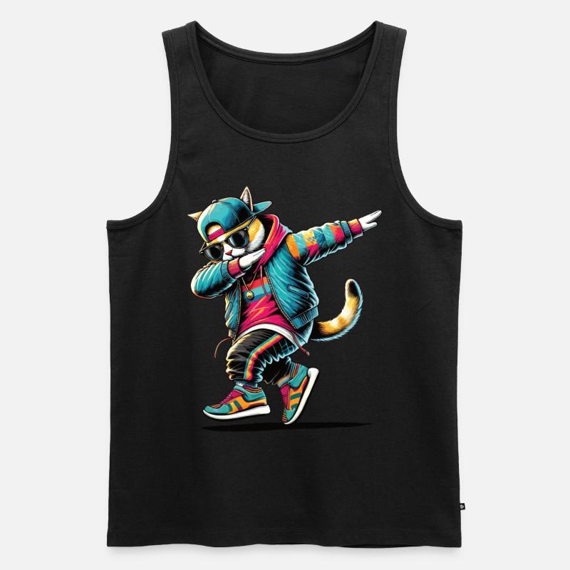 Dabbing Katze - Männer Premium Bio Tank Top - Schwarz