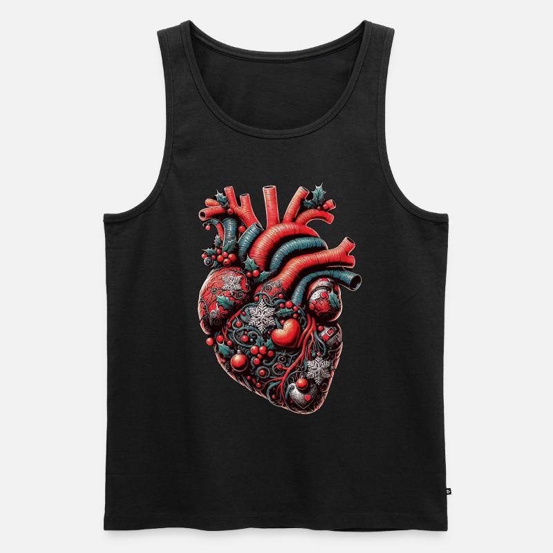 Weihnachten Anatomisches Herz - Männer Premium Bio Tank Top - Schwarz