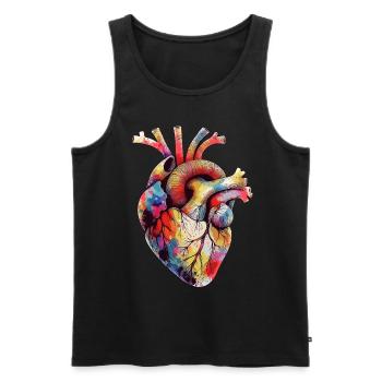 Buntes anatomisches Herz Medizinisches Herz - Männer Premium Bio Tank Top - Schwarz - Vorne - AI Model Male 178 light (178cm)