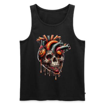 Anatomisches Herz Halloween Totenkopf - Männer Premium Bio Tank Top - Schwarz - Vorne - AI Model Male 178 light (178cm)