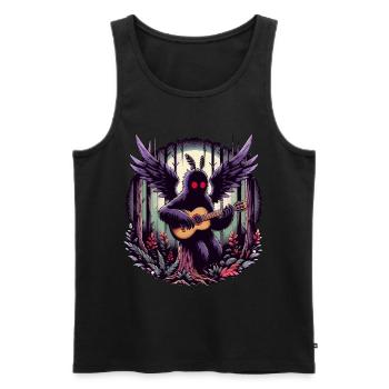 Mothman mit klassischer Gitarre - Männer Premium Bio Tank Top - Schwarz - Vorne - AI Model Male 178 light (178cm)