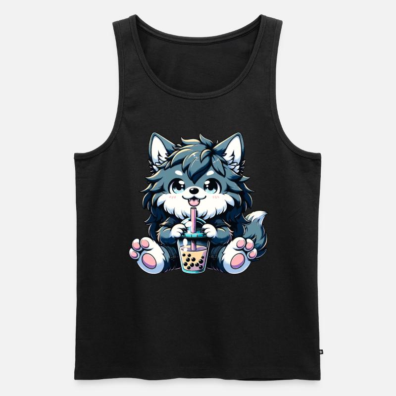 Werwolf Bubble Tea - Männer Premium Bio Tank Top - Schwarz