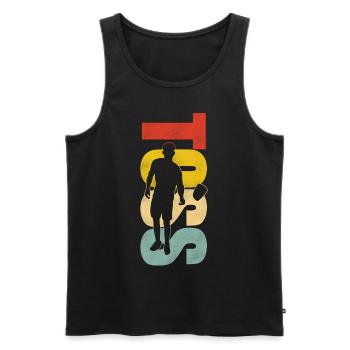 Joueur de sac de haricots de l’équipe Cornhole - Débardeur bio Premium Homme - noir - Devant - Michal (187cm)
