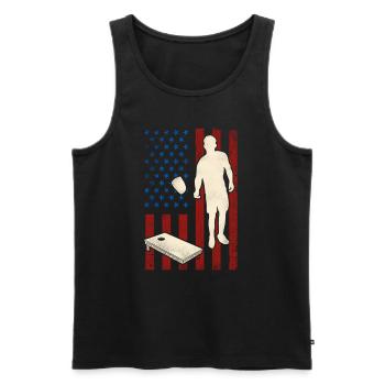 Joueur de sac de haricots de l’équipe Cornhole - Débardeur bio Premium Homme - noir - Devant - Michal (187cm)