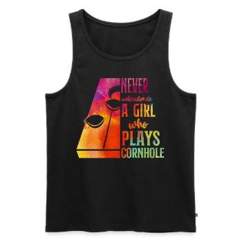 Cornhole Team Bean Bag Player - Männer Premium Bio Tank Top - Schwarz - Vorne - Michal (187cm)