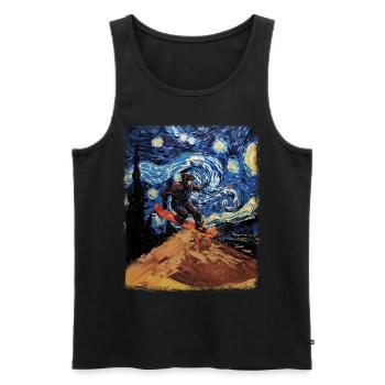 Sandboarding Sandboard Starry Night Painting - Men's Premium Organic Tank Top - black - Front - AI Model Male 178 light (178cm)
