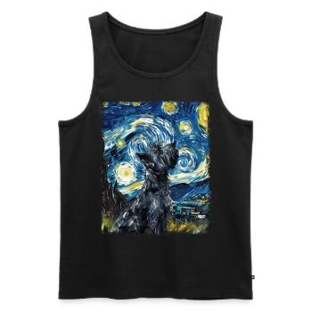 Scottish Terrier chien Nuit étoilée Peinture - Débardeur bio Premium Homme - noir - Devant - Michal (187cm)