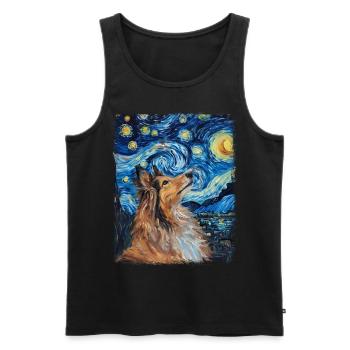 Shetland Sheepdogs Dog Starry Night Painting - Men's Premium Organic Tank Top - black - Front - Michal (187cm)