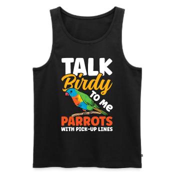 Talk Birdy To Me Parrots With Pick-Up Lines - Männer Premium Bio Tank Top - Schwarz - Vorne - Michal (187cm)
