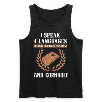 Joueur de sac de haricots de l’équipe Cornhole - Débardeur bio Premium Homme - noir - Devant - Michal (187cm)