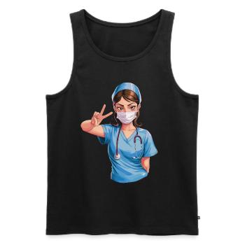 Lustige Krankenschwester mit Humor - Männer Premium Bio Tank Top - Schwarz - Vorne - Michal (187cm)