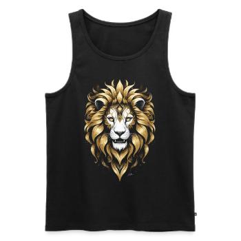 King - Lion Gold - Men's Premium Organic Tank Top - black - Front - Michal (187cm)