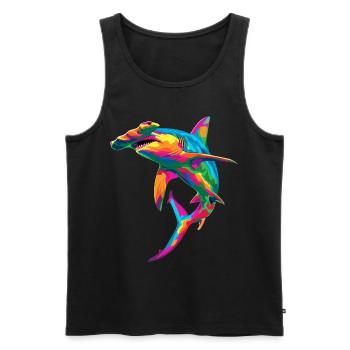 Hammerhai Ozean Tier Popart - Männer Premium Bio Tank Top - Schwarz - Vorne - AI Model Male 178 light (178cm)
