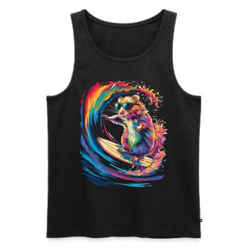Hamster Hammy Strand Surfen Sonnenbrille Popart - Männer Premium Bio Tank Top - Schwarz - Vorne - Michal (187cm)