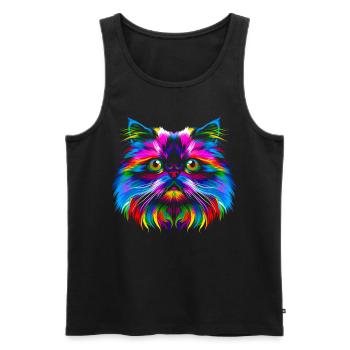 Chat de l’Himalaya Popart - Débardeur bio Premium Homme - noir - Devant - Michal (187cm)
