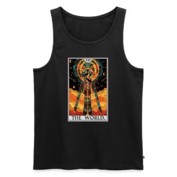 Tarot Card Tarot Card The World - Men's Premium Organic Tank Top - black - Front - AI Model Male 178 light (178cm)