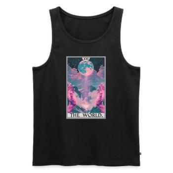 Tarot Card Tarot Card The World - Men's Premium Organic Tank Top - black - Front - AI Model Male 178 light (178cm)
