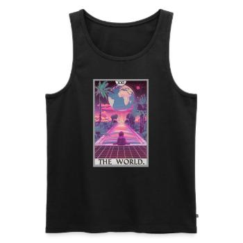 Tarot Card Tarot Card The World - Men's Premium Organic Tank Top - black - Front - AI Model Male 178 light (178cm)