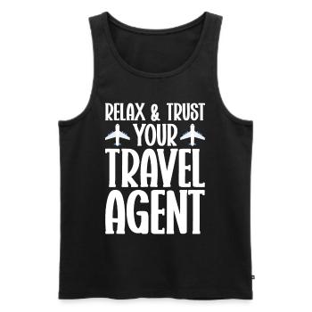 Commis au tourisme Agence de voyages - Débardeur bio Premium Homme - noir - Devant - Michal (187cm)