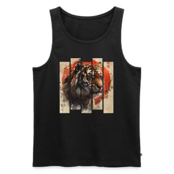 Tigre japonais rétro des années 80 - Débardeur bio Premium Homme - noir - Devant - Michal (187cm)