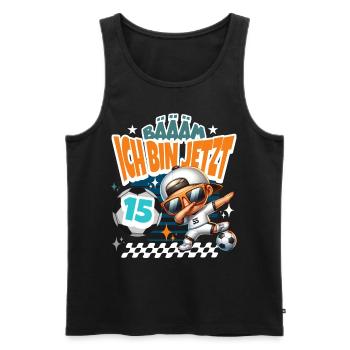 Fußball 15. Geburtstag Bääm Ich Bin Jetzt 15 - Männer Premium Bio Tank Top - Schwarz - Vorne - Michal (187cm)