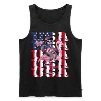 Faultier Flamingo American Pride Patriotic USA - Männer Premium Bio Tank Top - Schwarz - Vorne - Michal (187cm)
