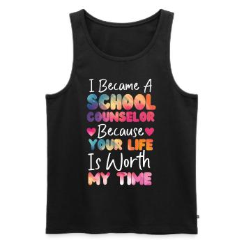 School Counselor Watercolor I - Männer Premium Bio Tank Top - Schwarz - Vorne - Michal (187cm)