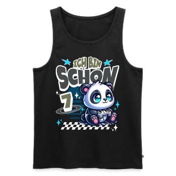 7. Geburtstag Kindergeburtstag Gaming Panda - Männer Premium Bio Tank Top - Schwarz - Vorne - Michal (187cm)