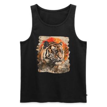Tigre japonais rétro des années 80 - Débardeur bio Premium Homme - noir - Devant - Michal (187cm)