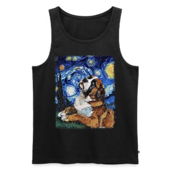 Chien Saint-Bernard Peinture Nuit Étoilée - Débardeur bio Premium Homme - noir - Devant - Michal (187cm)