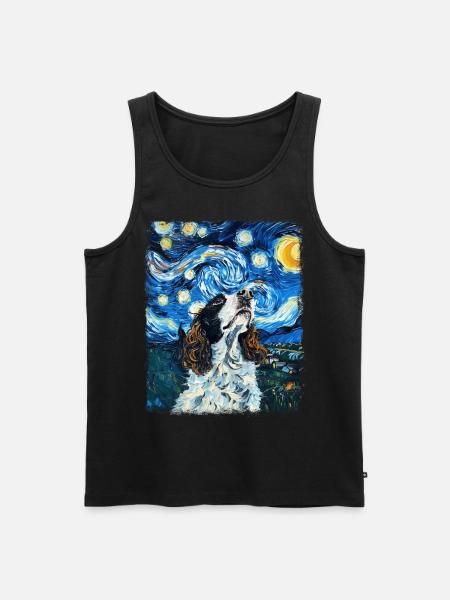 Springer Spaniel Hund Sternennacht Gemälde - Männer Premium Bio Tank Top - Schwarz