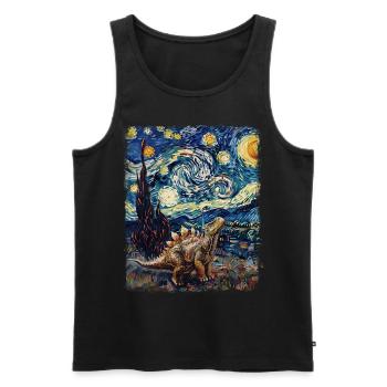 Stegosaurus Dinosaurier Sternennacht Gemälde - Männer Premium Bio Tank Top - Schwarz - Vorne - Michal (187cm)